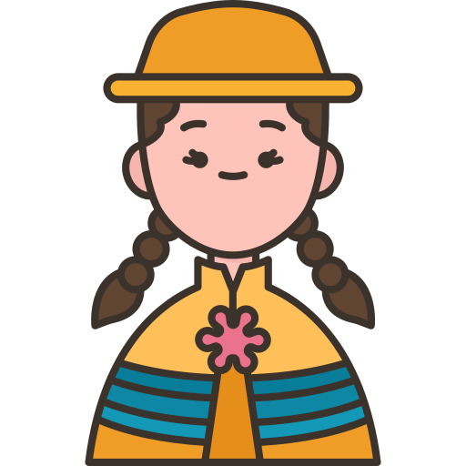 Icon of cultural girl with pig tails and yellow South American outfit
