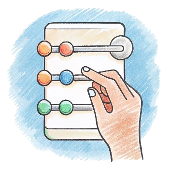 Illustration of a hand adjusting colorful sliders on a device, representing changing or configuring settings.
