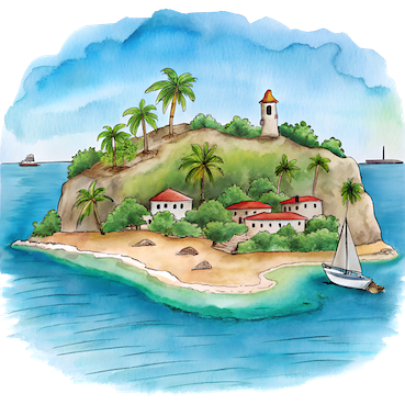 Hand drawn style image depicting Anguilla