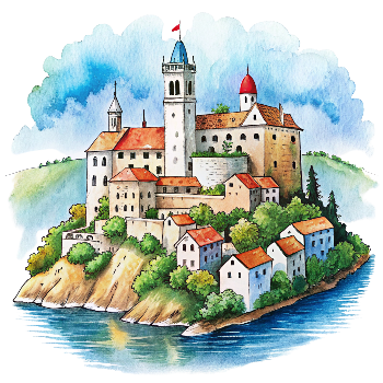 Hand drawn style image depicting Croatia