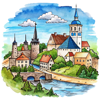 Hand drawn style image depicting Estonia