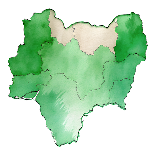 Hand drawn style image depicting Nigeria