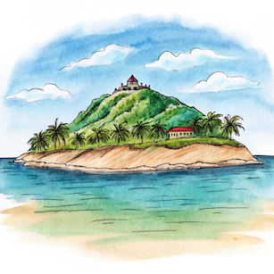 Hand drawn style image depicting Saint Martin