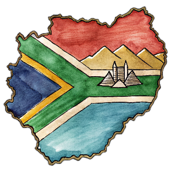Hand drawn style image depicting South Africa