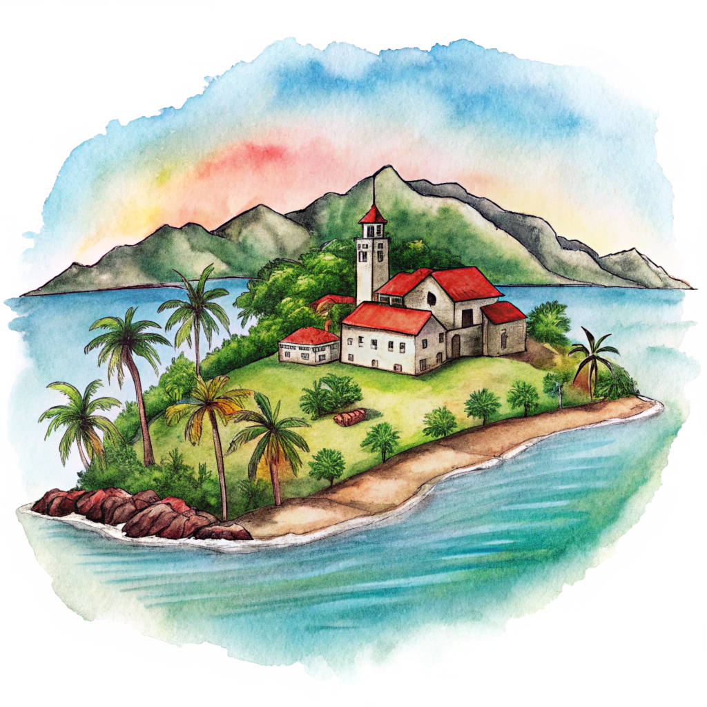 Hand drawn style image depicting Trinidad and Tobago