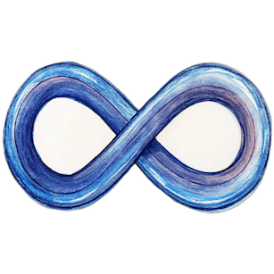 Blue infinity symbol in hand-drawn style