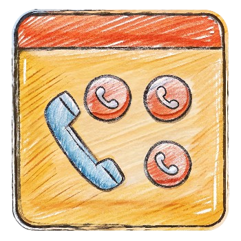Illustration of a phone icon with multiple call buttons, representing a phone call menu or options interface.