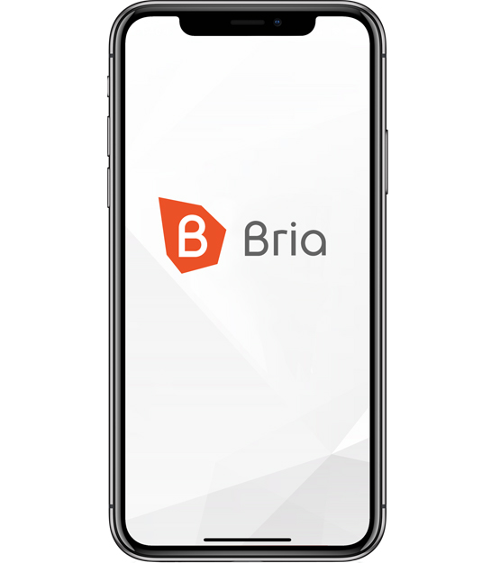 iPhone with Bria intro splash screen being displayed