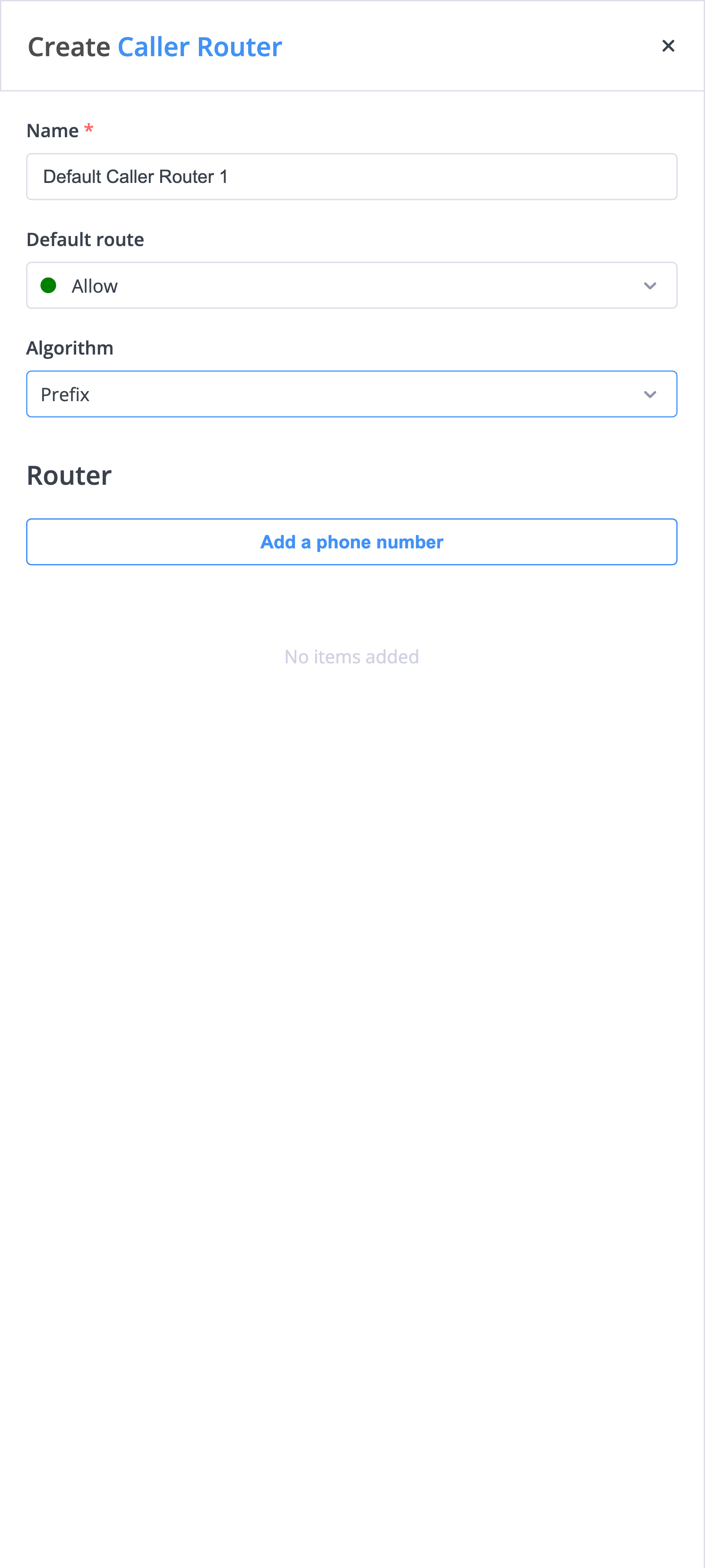 Caller Router configuration interface