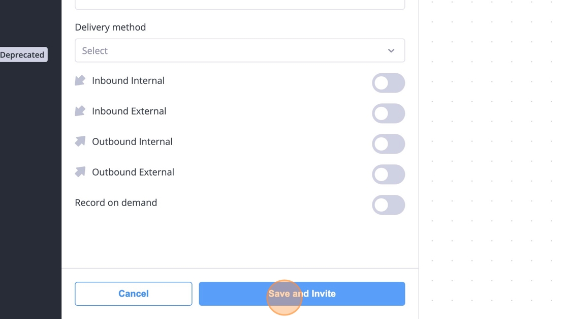 Save and Invite button location