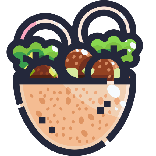 Drawing of a falafel sandwich in a pita