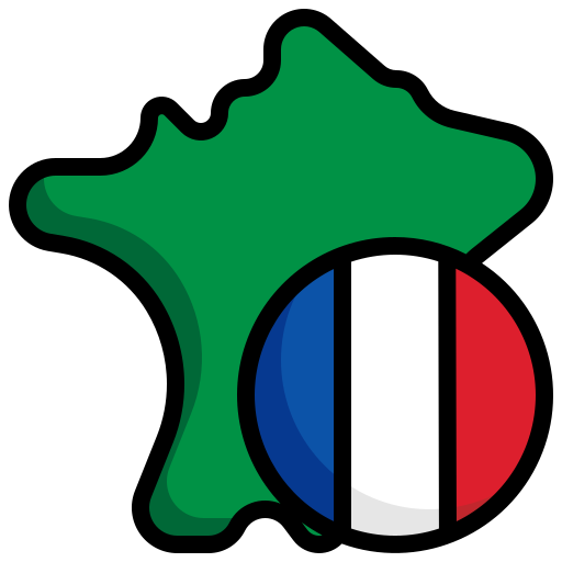 Icon of green France map with flag