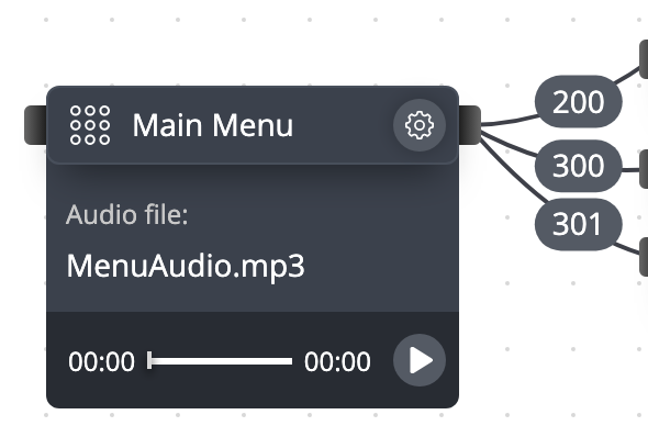 Square module labeled Main menu with configuration options