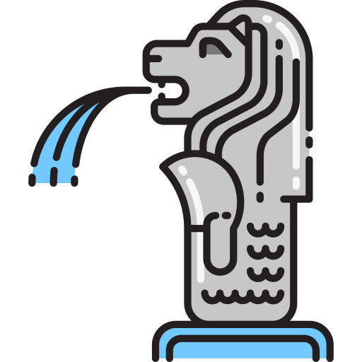 Digital drawing of the Merlion statue in Singapore