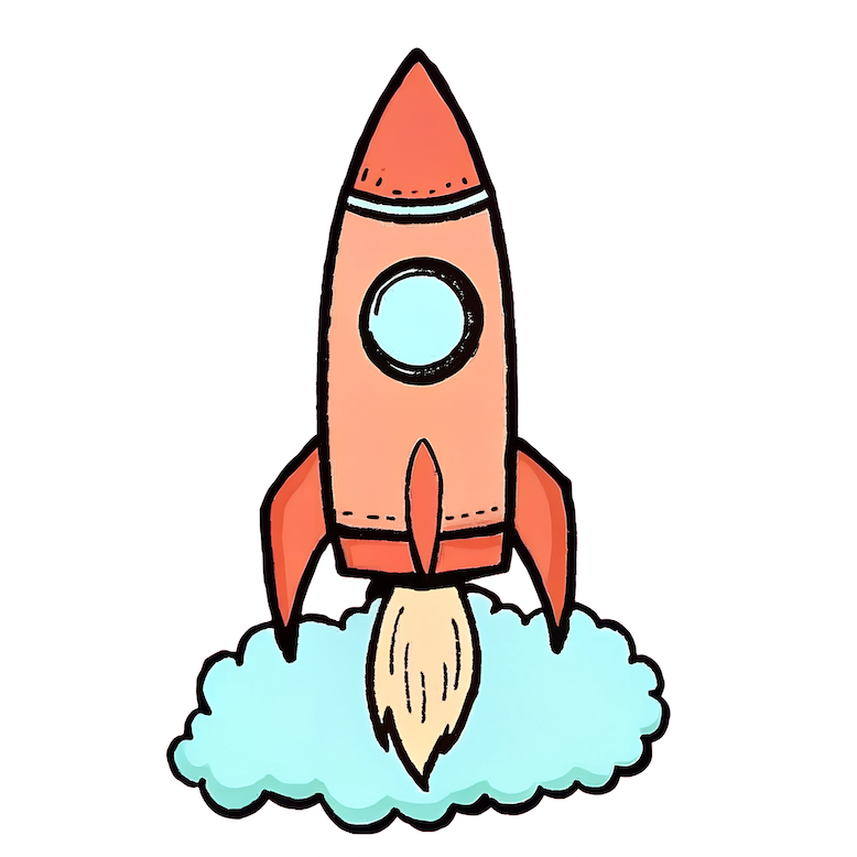 Image of rocket in bold sketch style