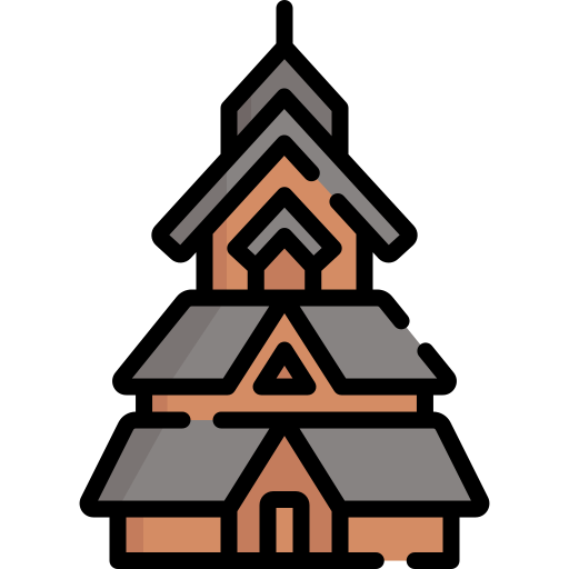 Digital drawing of the Heddal Stave Church in Norway