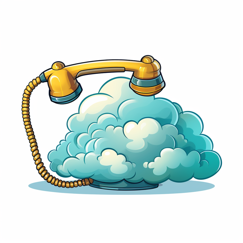 Gold phone handset connected to a cloud